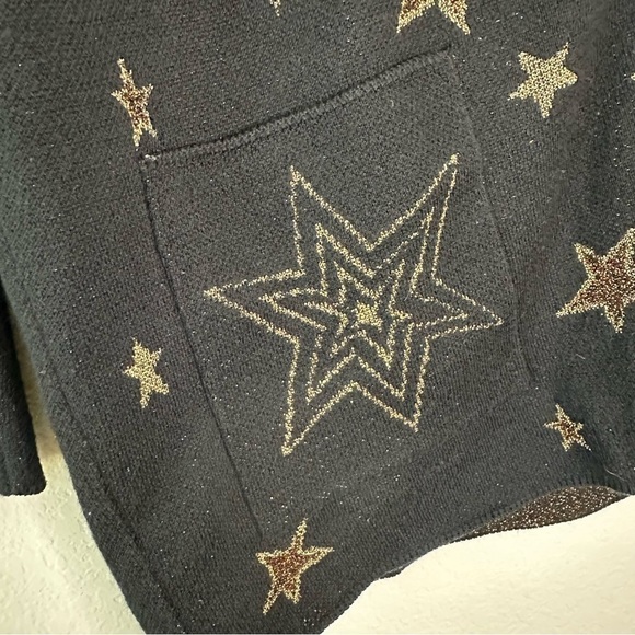 SAINT LAURENT Black Over-Sized Cardigan with Gold Star Details SZ M - Picture 3 of 9